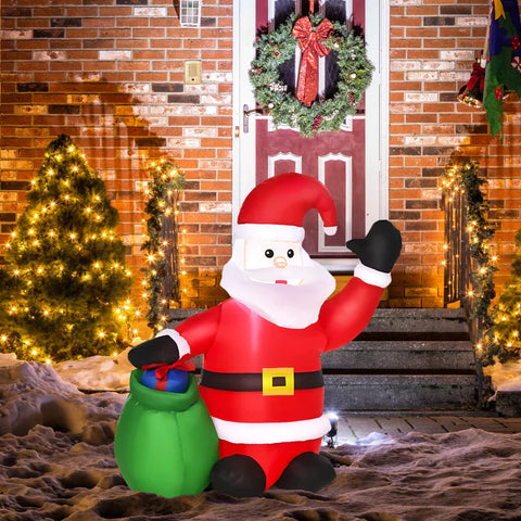 Rootz Santa Claus - Christmas Santa Claus - Snowman - LED Christmas Inflatables - Christmas Figure Motif Decor - Santa Claus Inflatable Decor - Red - L 70 x W 45 x H 120 cm