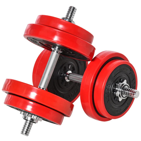 Rootz 2-in1 Dumbbell Set - Fitness Muscle - 20kg - Red + Black - 21.5 x 21.5 x 3.8 cm