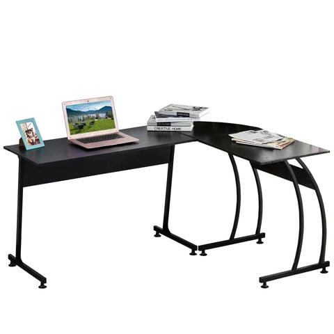 Rootz Computer Desk - L Shape Desk - Corner Display Table - Gaming Desk - Black - 112.5x152x74cm