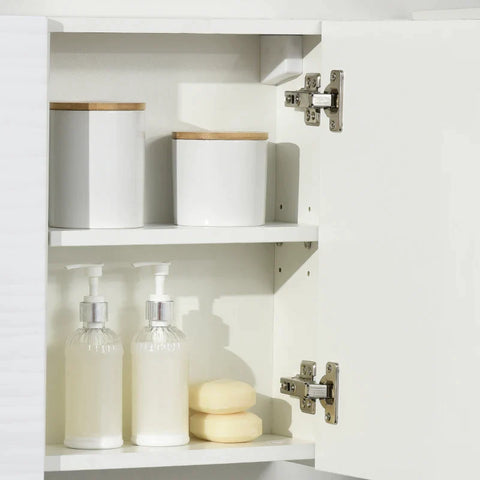 Rootz Mirror Cabinet - Bathroom Cabinet - Adjustable Shelf - Quiet Closing - Chipboard - Glass - White - 48 x 15 x 45 cm