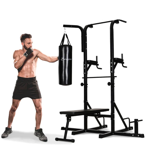 Rootz Dip Station - Multi-gym - Training Device - Multifunctional Punching Bag - Foldable - Steel - Home - Gym