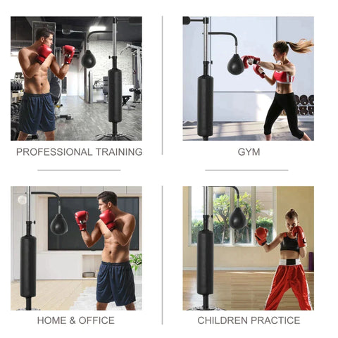 Rootz Boxing Bag Set - Boxing Set - Boxing Trainer - 2 Speed Balls - Height-adjustable - Black