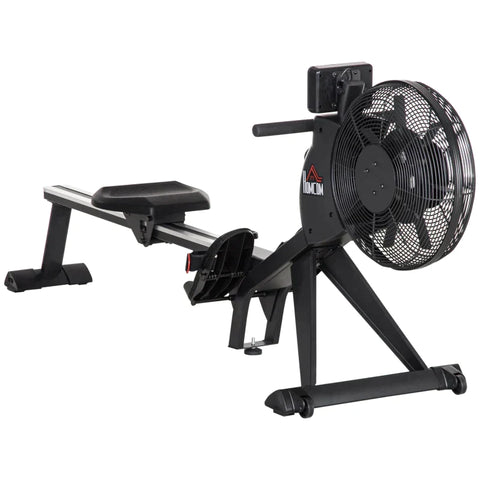 Rootz Rowing Machine With 16 Resistance Levels - Foldable - Rollable - Black Steel - 225 x 55 x 88 cm