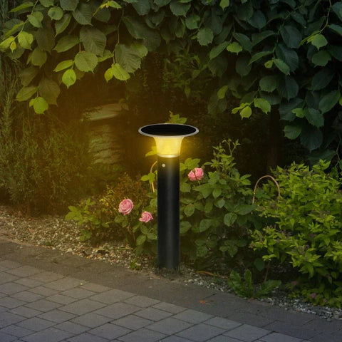 Rootz Garden Lamp Post Light - Garden Light - With Solar Panel - Aluminum - PC - Black - 23.5cm x 60cm
