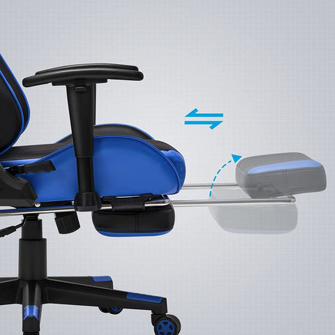 Rootz Gaming Chair - Office Chair - Ergonomic Gaming Chair - Racing-Style Gaming Chair - Desk Chair - Black/Blue - 68 x 66 x (126-136) cm