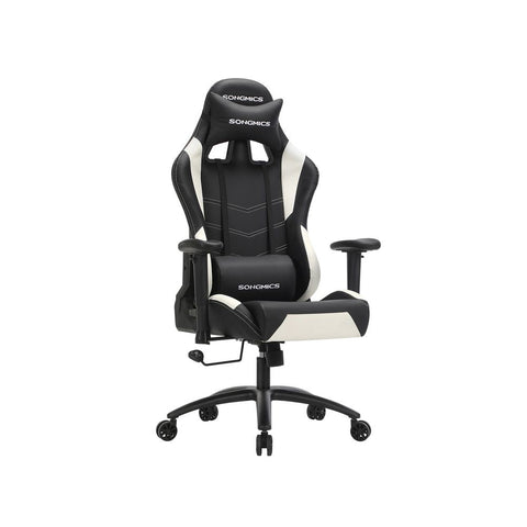 Rootz Gaming Chair - Faux Leather - Comfortable - Multiple Functions - Bigger-wider-stronger - Practical Extras - Rocker Function - High Density Reflex Foam - Black-white - 25-135 cm