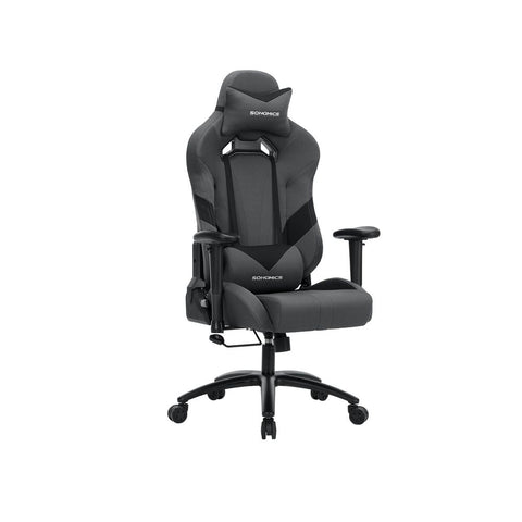 Rootz Gaming Chair - Gaming Chair With Lumbar Cushion - Comfortable Gaming Chair - PC Gaming Chair - Stylish Gaming Furniture - Pro Gaming Chair - Polyester Fabric - Cold Foam - Gray + Black