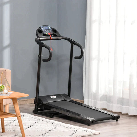 Rootz Treadmill - Electric Treadmill - Foldable - 500 W 0.8-10 km/h 0.75HP - LCD Display - With Mobile Phone Holder - Black - 123 x 62 x 117 cm