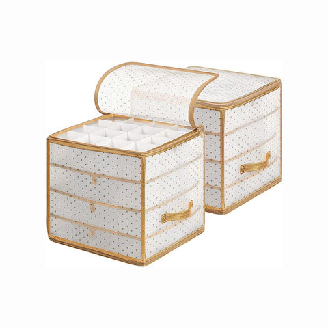 Rootz Storage Box For Christmas Balls - Christmas Atmosphere - Easy Access - Flexible Storage - Insert Compartments - Pp Plastic - Cardboard - Semi-transparent Gold Color - 34.5 x 34.5 x 34 cm (L x W x H)