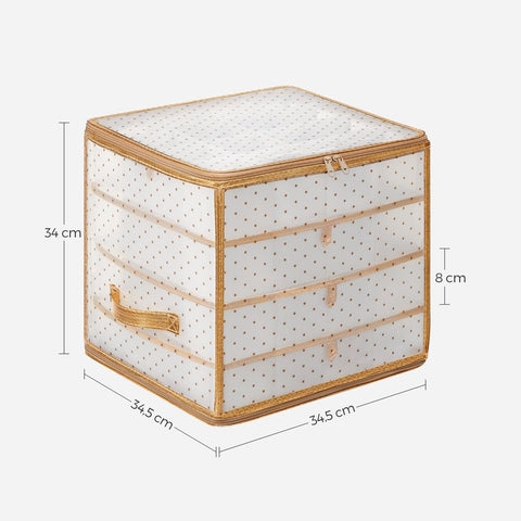 Rootz Storage Box For Christmas Balls - Christmas Atmosphere - Easy Access - Flexible Storage - Insert Compartments - Pp Plastic - Cardboard - Semi-transparent Gold Color - 34.5 x 34.5 x 34 cm (L x W x H)