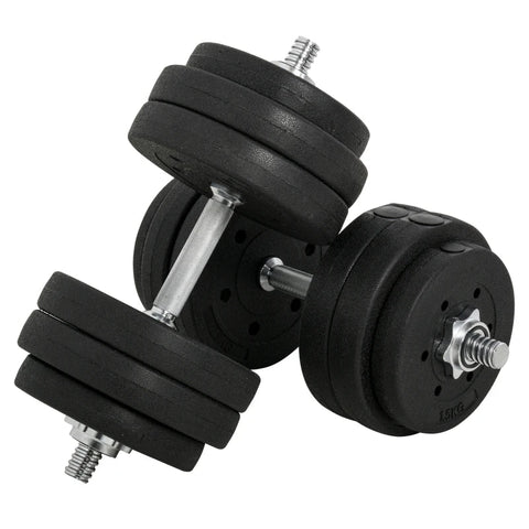 Rootz Dumbbell Set - 30KG Dumbbell Set - with Weight Plates - for Home Office Gym - Steel - PU - Strength Training - Black