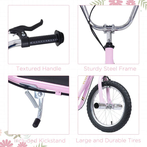 Rootz Children's Scooter - Kick Scooter - City Scooter - Teen Push Scooter - Stunt Scooter - Push Kick Scooters For Kids - Adjustable - Pink - 143 x 58 x 92-100 cm