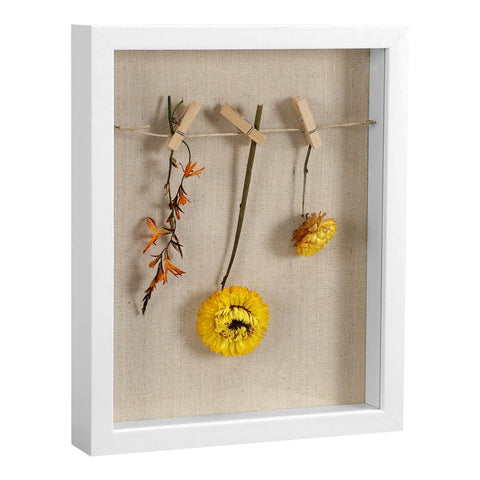 Rootz Photo Frame - Photo Frame With String - Picture Frame - Collage Frame - Wall-mounted Frame - Metal Picture Frame - Modern Photo Frame - MDF - White - 22.5 x 4 x 27.5 cm (L x W x H)