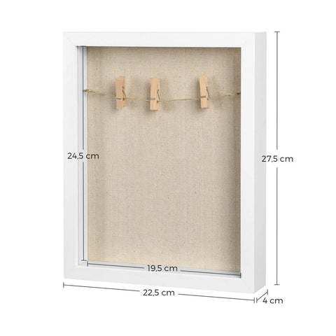Rootz Photo Frame - Photo Frame With String - Picture Frame - Collage Frame - Wall-mounted Frame - Metal Picture Frame - Modern Photo Frame - MDF - White - 22.5 x 4 x 27.5 cm (L x W x H)