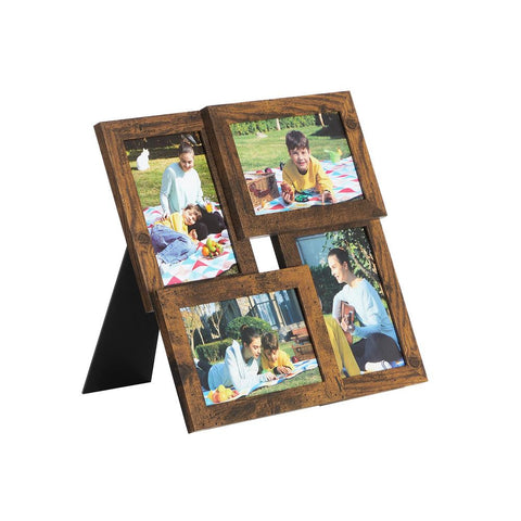Rootz Set Of 10 Picture Frames - Photo Frame Collage For 4 Photos - Multi-picture Frame Set - Wall Mounted - MDF - Glass - Vintage Brown - 12" x 12"