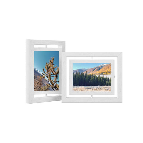 Rootz Picture Frame - Rotating Photo Frames - Set Of 2 Rotating Photo Frames - Wall-Mounted Frames - Gallery Wall Frames - Photo Display Frames - White - 12.7 x 17.8 cm