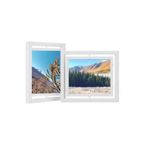Rootz Picture Frame - Rotating Photo Frames - Set of 2 Rotating Photo Frames - Wall-Mounted Frames - Gallery Wall Frames - Photo Display Frames - White - 20.3 x 25.4 cm