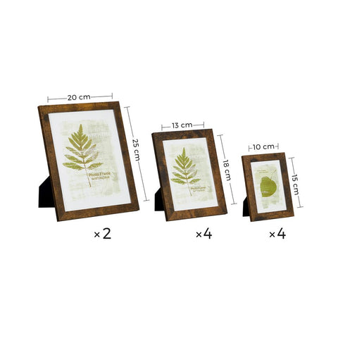 Rootz Set Of 10 Picture Frames - Photo Frame With Glass Panel - Multi-picture Frame Set - Wall Mounted - MDF - PS Plastic - Vintage Brown - 23.1 x 1.2 x 28.7 cm (L x W x H)