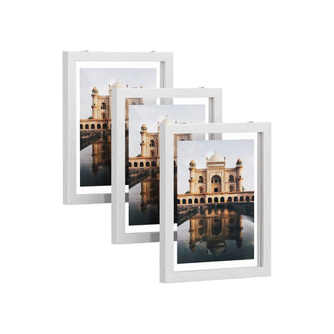 Rootz Picture Frame - Floating Picture Frames - Set of 3 Floating Picture Frames - Wall-Mounted Frames - Gallery Wall Frames - Photo Display Frames - White - 32 x 27 cm