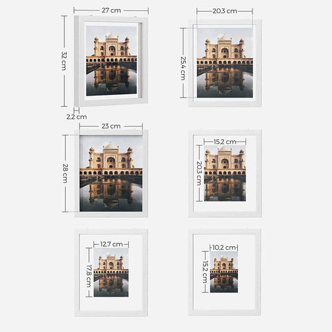 Rootz Picture Frame - Floating Picture Frames - Set of 3 Floating Picture Frames - Wall-Mounted Frames - Gallery Wall Frames - Photo Display Frames - White - 32 x 27 cm