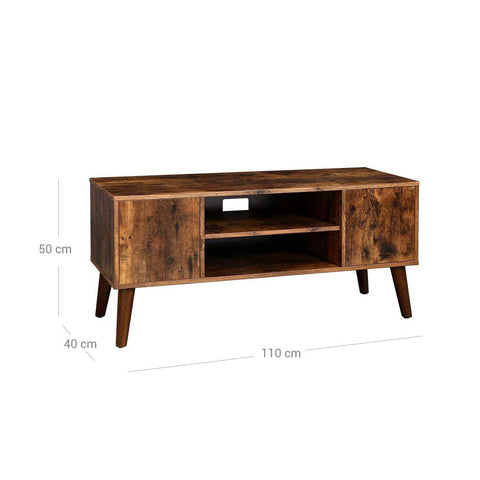Rootz Retro TV Lowboard - TV Stand - TV Lowboard For Flat Screens - Media Console - TV Cabinet - Television Stand - Wall-mounted - Open-shelf TV Stand - Chipboard - Rubber Wood - Wood Look/brown - 110 x 40 x 49.5 cm (L x W x H)