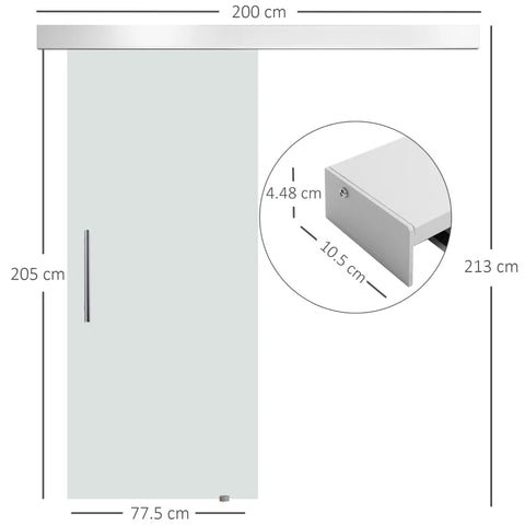 Rootz Glass Sliding Door - Sliding Door - Room Door - Handle Bar - Home & Office - 77.5 x 205 cm