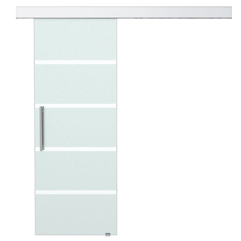 Rootz Glass Sliding Door - Sliding Door - Room Door - Home & Office - Handlebar Sanitized On One Side With Stripes 2050x 775 Mm