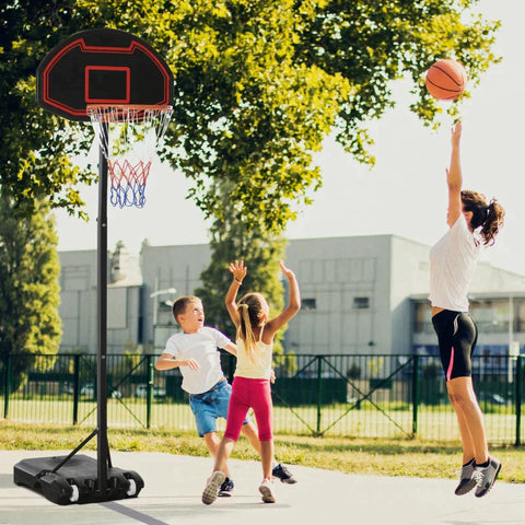 Rootz Basketball Stand - Basketball Hoop - Height-adjustable - Highly Stable - Steel/PE - Black - 131 x 49 x 195-250 cm
