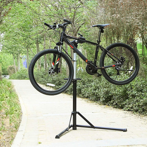 Rootz Pro Bicycle Assembly Stand - Repair Stand With Magnetic Tool Tray - 360° Rotatable - Black
