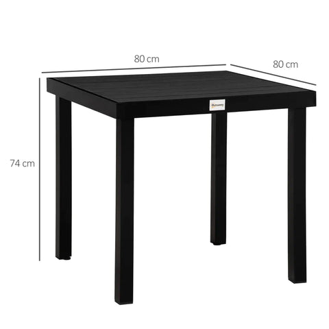 Rootz Outdoor Dining Table - Garden Table - Aluminum Table - Garden Furniture - Lounge Furniture - Aluminum/Plastic - Black - 80 x 80 x 74 cm