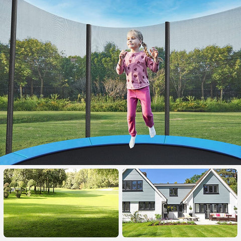 Rootz Trampoline - Trampoline With Safety Net - Large Trampoline - Padded Bars - Galvanized Steel Tube - Sky Blue