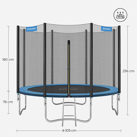 Rootz Trampoline - Trampoline With Safety Net - Large Trampoline - Padded Bars - Galvanized Steel Tube - Sky Blue