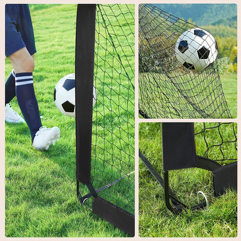 Rootz Soccer Goal - Pop-up Soccer Goal - Set Of 2 Soccer Goals - Football Goal - Fiberglass Rods/Polyester Mesh/Oxford Cloth - Black - 120 x 91 x 91 cm
