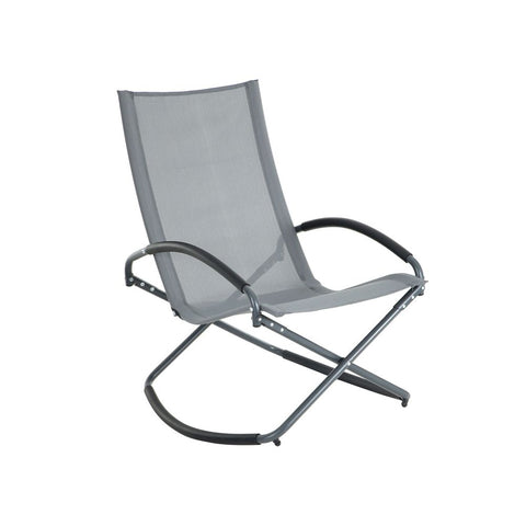 Rootz Rocking Chair - Garden Chair - Outdoor Rocking Chair - Upholstered Rocking Chair - Modern Rocking Chair - Foldable Rocking Chair - Grey - 71 x 91 x 98 cm (L x W x H)