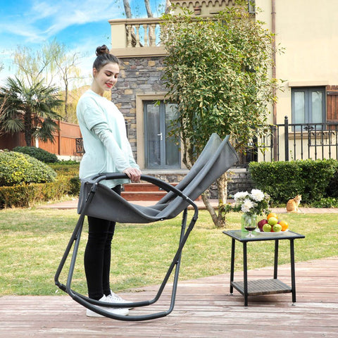 Rootz Rocking Chair - Garden Chair - Outdoor Rocking Chair - Upholstered Rocking Chair - Modern Rocking Chair - Foldable Rocking Chair - Grey - 71 x 91 x 98 cm (L x W x H)