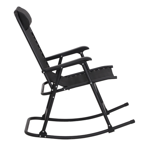 Rootz Rocking chair - Lounger - Garden chair - Foldable - Black - Cushion - 90 x 64 x 110 cm