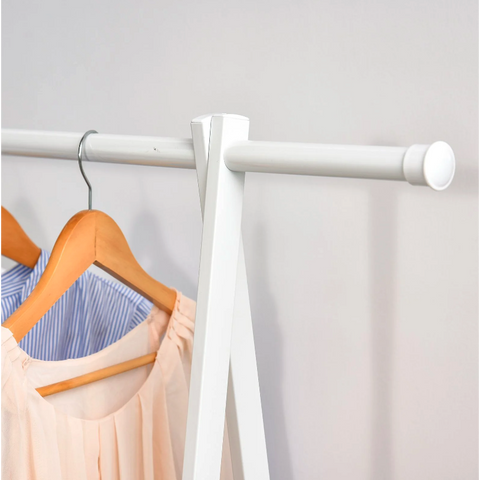 Rootz Clothes Rack - Coat Rack - Wardrobe Rack - Steel - White - 2 Storage Shelves - 107.5 x 45 x 150 cm