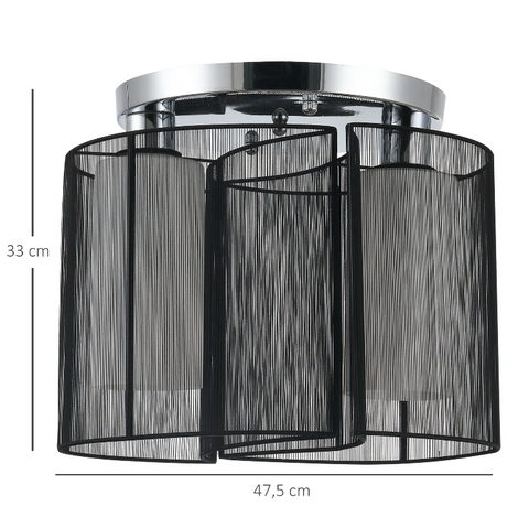 Rootz Ceiling lamp - Mood lighting - E27 - 2-flame - 40W - Black - Silver - 47.5 x 47.5 x 33 cm