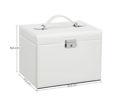 Rootz Jewelry Box - Jewelry Box - Jewelry Storage - 4 Levels - 3 Drawers - White - Velvet - 22.5 x 17.5 x 16.5 cm