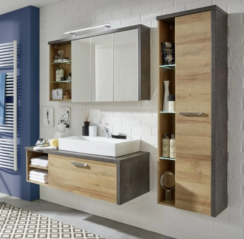 Rootz Bathroom Cabinet - Storage Cabinet with Mirror - 48 x 160 x 31 cm