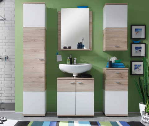 Rootz Bathroom Cabinet - Wall Cabinet with Mirror - Brown - 60 x 80 x 15 cm