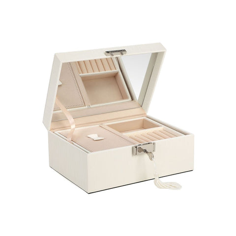 Rootz Jewelry Box - Jewelry Box With Mirror - Jewelry Organizer - Jewelry Storage Box - Lockable Jewelry Box - Jewelry Armoire - Inner Lining - MDF - Beige - 22 x 16 x 10 cm (L x W x H)