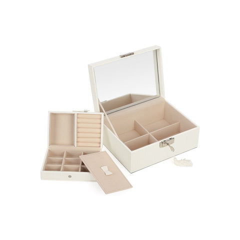 Rootz Jewelry Box - Jewelry Box With Mirror - Jewelry Organizer - Jewelry Storage Box - Lockable Jewelry Box - Jewelry Armoire - Inner Lining - MDF - Beige - 22 x 16 x 10 cm (L x W x H)