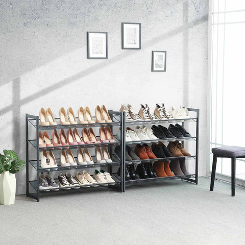 Rootz Shoe Rack - Shoe Shelf - Of 2 Shoe Rack - 4 Tier Shoe Rack - Shoe Storage Rack - Shoe Organizer Rack - Shoe Rack With Shelves - Shoe Shelf Rack - Grey - 92.5 x 30.7 x 163.5 cm (L x W x H)