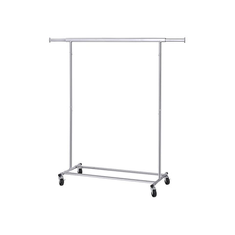 Rootz Clothes Rack - Heavy Duty Metal - Robust - Smooth Gliding - Practical - Space-saving - Storage Space - Chrome-plated Iron Tube - Silver - 92-132 cm x 160 cm x 45.4 cm