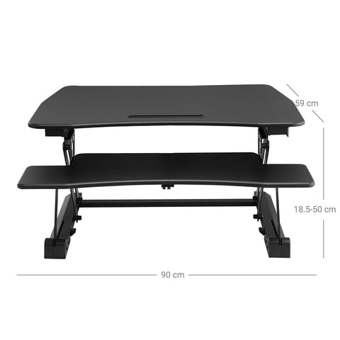 Rootz Sit-Stand Desk - Sit-Stand Table - Height Adjustable Sit-Stand Desk - Gaming Desk - Work Desk - Gaming Sit-Stand Desk - Iron/MDF Board - Black - 90 x 59 cm