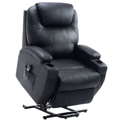 Rootz Stand-up Chair - TV Armchair - Recliner - Adjustable Angle - Remote Control - Faux Leather - Metal Frame - Black - 84 x 92 x 109 cm