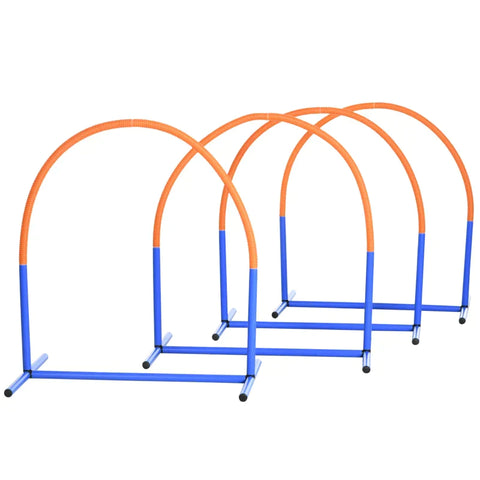 Rootz Dog Agility Set - Beginner's Agility Set - Agility Set - Dog Training - 4 Arches Beginner's Kit - With Carry Bag - Blue/Orange - 88 x 64 x 95cm