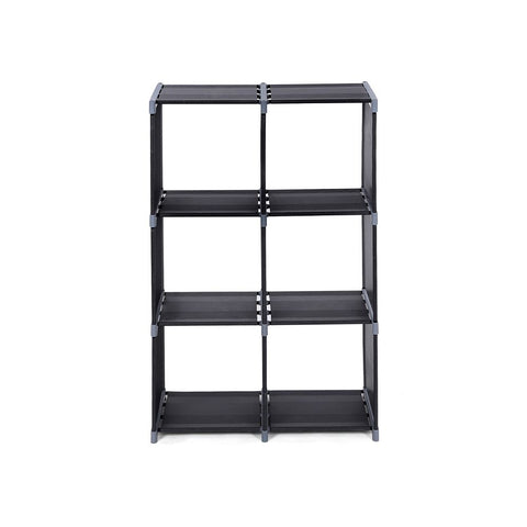 Rootz   Stair Shelf - Plug-in Shelf - 6 Cubes - Expandable - Bedroom Opposite - Children's Room - Storage Shelf - Non-woven Fabric - Water-repellent - Fabric Meets Metal - Black-gray - 105 x 30 x 105 cm