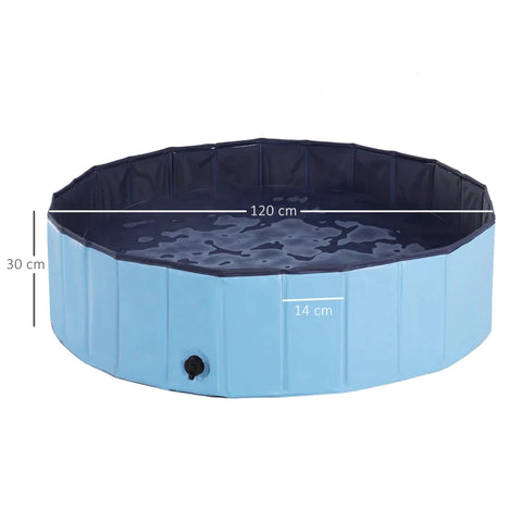 Rootz Pet Swimming Pool - Dog Pool - Paddling Pool - Swimming Pool - Dog Bath - Foldable - PVC+ Wood - Blue